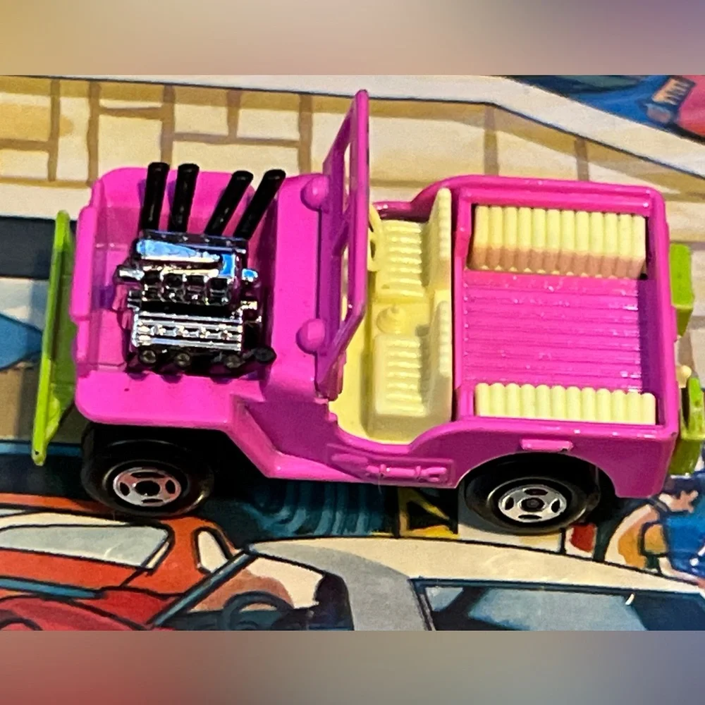 Vintage Matchbox Superfast 1971 Jeep Hot Rod No 2 Pink & Green Lesney England